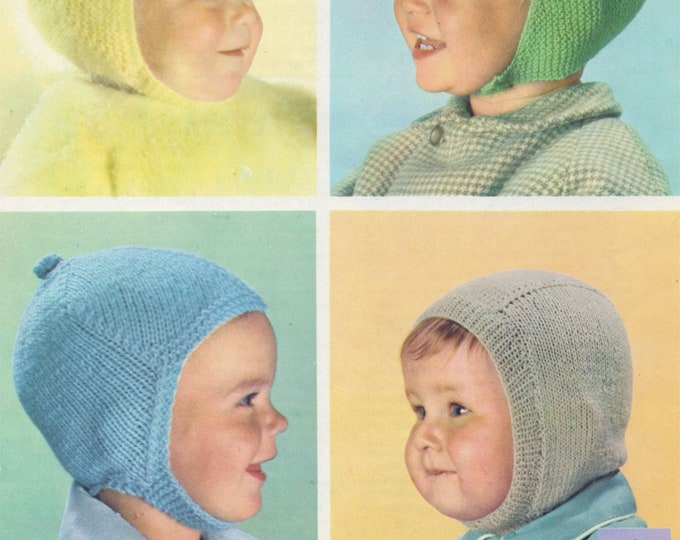 Boys Helmet Hat Knitting Pattern PDF, Baby and Toddlers Up to 18 months . Vintage Baby Knitting Patterns, e-patterns Download