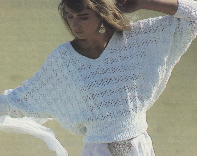 Womens Sweater with Dolman Sleeves Knitting Pattern PDF Ladies 30, 32, 34, 36, 38 and 40 inch bust, Bat Wing, Knitting Patterns for Women