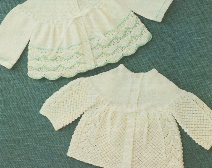 Premature Baby Knitting Pattern PDF Matinee Coats : Babies 12, 14, 16 & 18 inch chest . Boys or Girls . 2 Designs . Vintage Baby Patterns