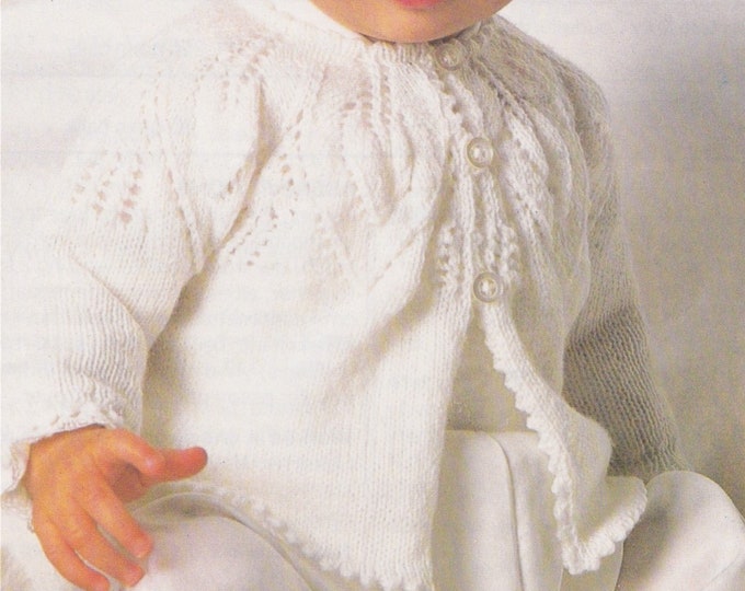 Babies Matinee Coat Knitting Pattern PDF Baby Boys or Girls 18 - 20 inch chest, Jacket with Picot Edging, Vintage Knitting Patterns for Baby