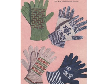 Womens Fair Isle Gloves Knitting Pattern PDF Ladies Gloves, Winter Accessories, Vintage Fair Isle Knitting Patterns for Women, Download