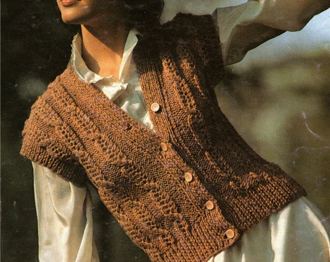 Womens Waistcoat Gilet Knitting Pattern PDF Ladies 30, 32, 34, 36 and 38 inch chest, Bodywarmer, Vintage Knitting Patterns for Women