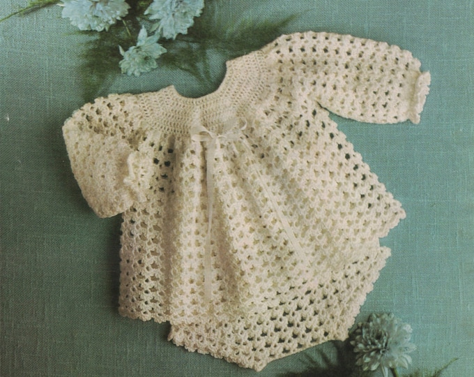 Baby Girls Angel Top and Pants PDF Crochet Pattern Babies 18 - 20 and 22 - 24 inch chest Short Dress 4 Ply Instant Download under 99p
