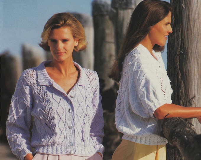 Womens Cardigan Knitting Pattern PDF Long or Short Sleeves, Ladies Summer Cardigan, Vintage Knitting Patterns for Women. e-pattern Download