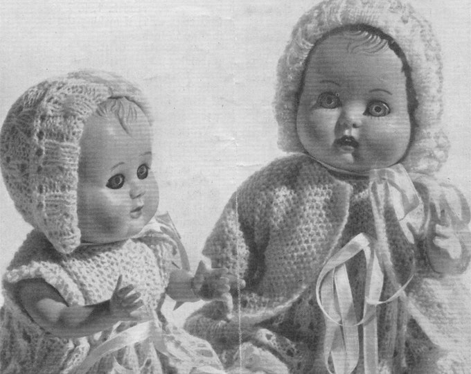 Dolls Clothes Knitting Pattern PDF for 7 and 10 inch Baby Doll, Dolls Outfit Pattern, Baby Reborn Dolls, Vintage Knitting Patterns for Dolls