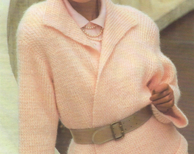 Womens Aran Jacket Knitting Pattern PDF Ladies 30 - 32, 34 - 36 and 38 - 40 inch bust, Edge to Edge, Vintage Knitting Patterns for Women