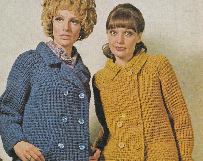 Womens Jacket or Coat Knitting Pattern PDF Ladies 34, 36, 38 and 40 inch bust, Vintage Knitting Patterns for Women