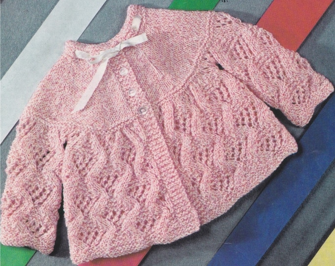 Babies Matinee Coat Knitting Pattern PDF Baby Girls or Boys 18 and 19 inch chest, Matinee Jacket, Vintage Knitting Patterns for Babies