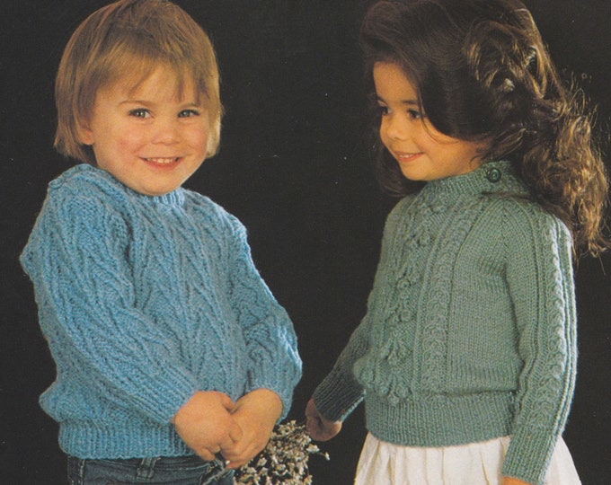 Patterned Sweater Knitting Pattern PDF in 2 styles, Childrens & Toddlers Boys or Girls 21 - 26 inch chest, e-pattern Download