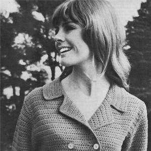 Womens Jacket Crochet Pattern PDF Ladies 34, 36 and 38 inch bust, Double Breasted, Vintage Crochet Patterns for Women, e-pattern Download