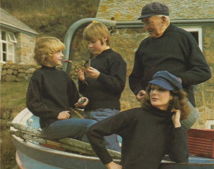 Guernsey Sweater Knitting Pattern PDF Ladies, Mens, Boys or Girls 24, 26, 28, 30, 32, 34, 36, 38, 40, 42 and 44 inch chest, Family Patterns