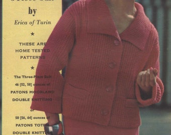 Womens Jacket, Skirt and Jumper Knitting Pattern PDF Ladies 34, 36 and 38 inch bust, 3 Piece Suit, Vintage Knitting Patterns for Women