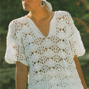 Womens Sweater Top Knitting Pattern PDF Ladies 34 - 36 inch chest, Short Sleeves Summer Jumper, Knitting Patterns for Women, Download