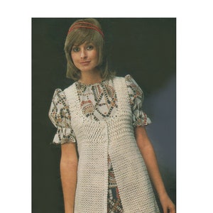 Womens Long Waistcoat Crochet Pattern PDF Ladies 34, 36 and 38 inch chest, Sleeveless Jacket, Vintage Crochet Patterns, epattern Download