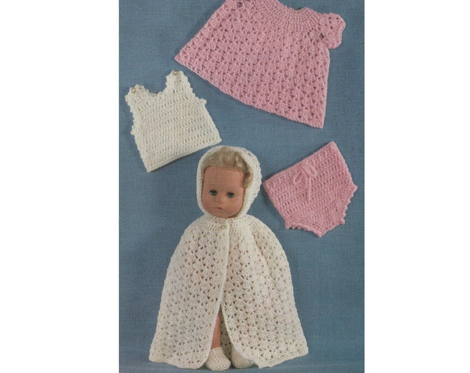 Dolls Clothes Crochet Pattern PDF for 14 inch baby doll, Tiny Tears, First Love, Baby Reborn Dolls, Vintage Crochet Patterns for Dolls