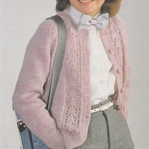 Girls Cardigan Knitting Pattern PDF Childrens and Toddlers 22, 24, 26, 28 and 30 inch chest, Lacy Patterned, e-pattern Digital Download image 1