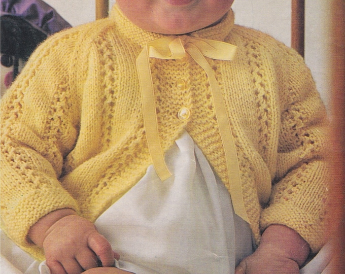 Babies Matinee Coat Knitting Pattern PDF Baby Girls or Boys 19, 20 and 21 inch chest, Babys Cardigan, Vintage Knitting Patterns for Babies