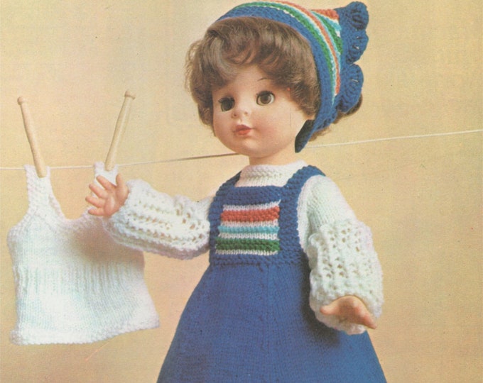 Dolls Clothes Knitting Pattern PDF for 16 inch high doll like Sasha or Suzie dolly, Vintage Knitting Patterns for Dolls