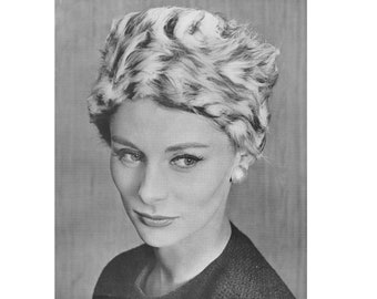 Womens Brushed Hat Knitting Pattern PDF in DK 8 ply Yarn, Winter Warmers, Vintage Knit Patterns