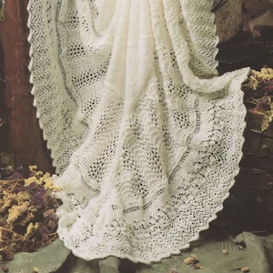 Babys Shawl Knitting Pattern PDF Babies Square Shawl, Newborn Baby Blanket, Vintage Knitting Patterns for Baby, e-pattern Download