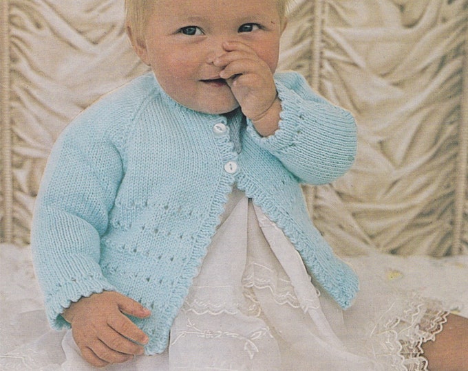Babies Matinee Coat with Picot Edging Knitting Pattern PDF Baby Boys or Girls 18 - 19 inch chest, Baby Cardigan, Vintage Patterns for Baby