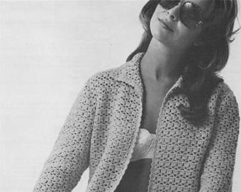 Womens Jacket Crochet Pattern PDF Ladies 34, 36, 38 & 40 inch chest, Short Coat, Long Cardigan, Vintage Crochet Patterns for Women, Download