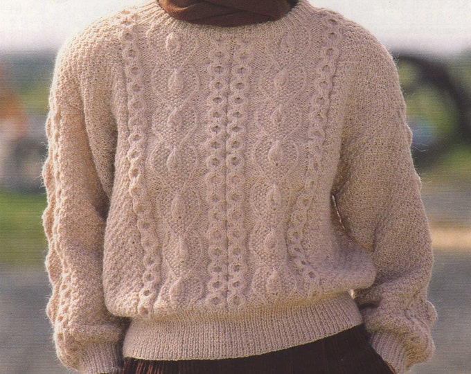 Womens Sweater Knitting Pattern PDF for Ladies 30, 32, 34, 36, 38 and 40 inch chest, Patterned Jumper, Vintage Knitting Patterns for Women