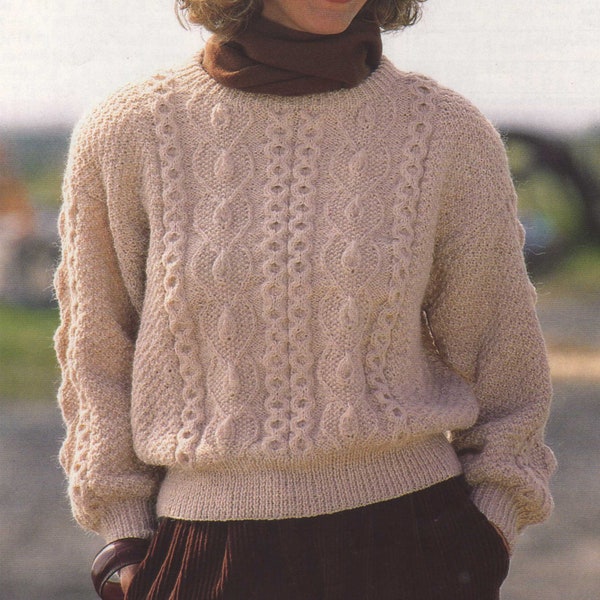 Womens Sweater Knitting Pattern PDF for Ladies 30, 32, 34, 36, 38 and 40 inch chest, Patterned Jumper, Vintage Knitting Patterns for Women
