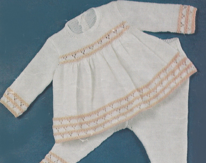 Babies Angel Top and Tights Knitting Pattern PDF Baby Girls 18 and 20 inch chest, Angel Dress, Vintage Knitting Patterns for Babies