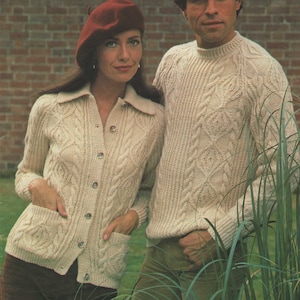 Aran Sweater and Jacket Knitting Pattern PDF Mens and Ladies 32, 34, 36 ...