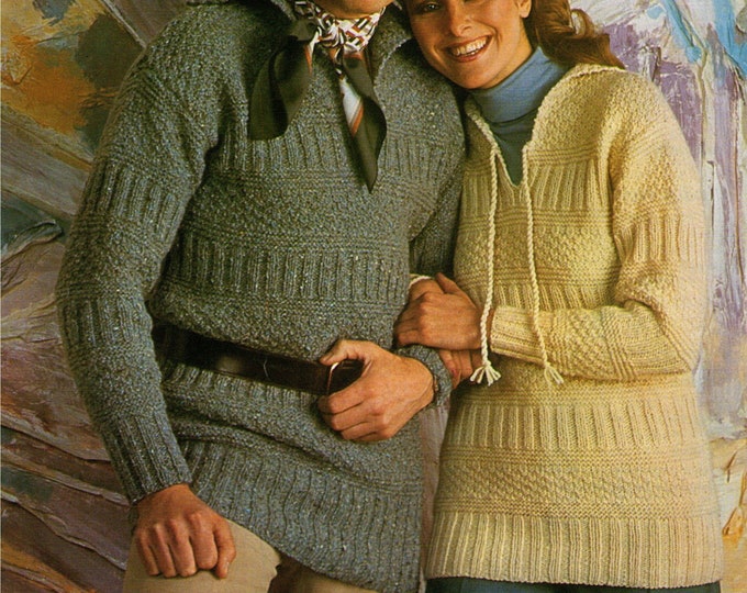 Aran Sweater Knitting Pattern PDF Womens or Mens 32, 34, 36, 38, 40 and 42 inch chest, Long Jumper, Vintage Knitting Patterns in Aran