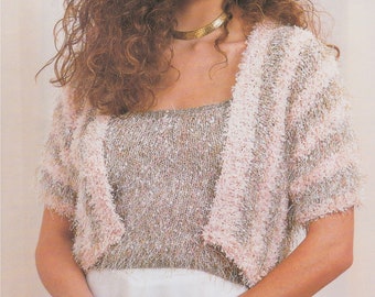 Bolero Jacket and Vest Top Knitting Pattern PDF Bolero Ladies 8 - 10, Strappy Top 8, 10 and 12, Vintage Knit Patterns for Women