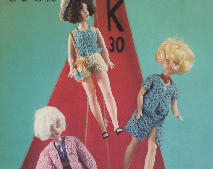 Dolls Clothes Crochet Pattern PDF for 11 - 12 inch Doll, Sindy, Barbie, Fashion Dolls, Vintage Crochet Patterns for Dolls, Download