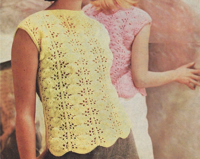 Womens Summer Top Knitting Pattern PDF Ladies 32, 34, 36 and 38 inch chest, Sleeveless Sweater, Vintage Knitting Patterns for Women