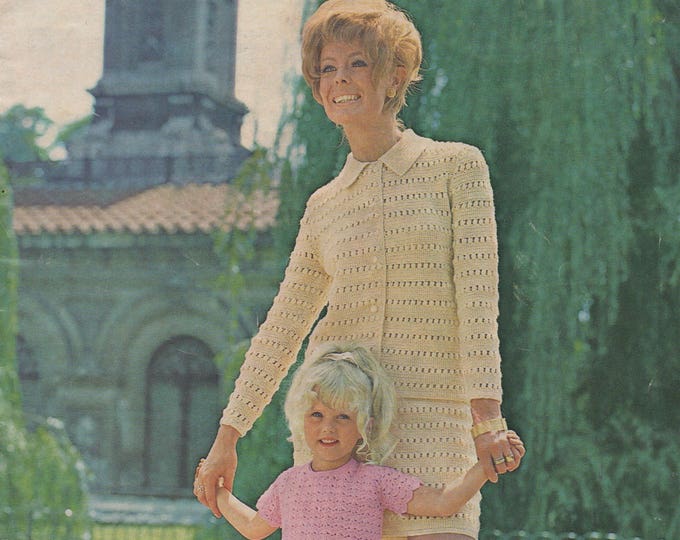 Womens Jacket and Skirt Crochet Pattern PDF Ladies 34, 36, 38, 40 and 42 inch chest, Suit, Cardigan, Vintage Crochet Patterns for Women, pdf