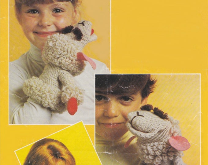 Lamb Chop Hand Puppet Toy Knitting and Crochet Pattern PDF, Sheep Toy, Glove Puppet, Vintage Toy Patterns