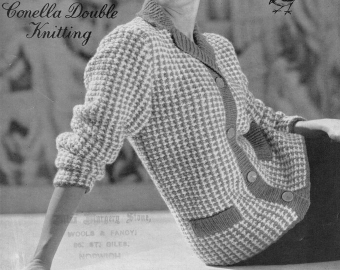 Womens Jacket Knitting Pattern PDF Ladies 36, 38, 40 and 42 inch chest, Cardigan, Vintage Knitting Patterns for Women, epattern Download