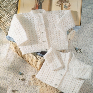 Babies Cardigan Crochet Pattern PDF Baby Boys or Girls, V Neck Cardigan 18 and 20 inch chest, Round Neck Cardigan 20 and 22 inch chest