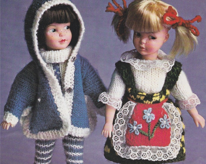 Dolls Clothes Knitting Pattern PDF to fit 9 inch high doll like Patch, Sindys Sister, Vintage Knit Patterns