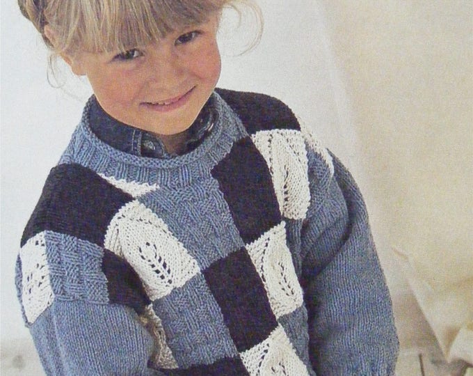 Childrens Sweater Knitting Pattern PDF Boys and Girls 20 - 22, 24 - 26 & 28 - 30 inch chest, Toddlers Jumper, Knitting Patterns for Children