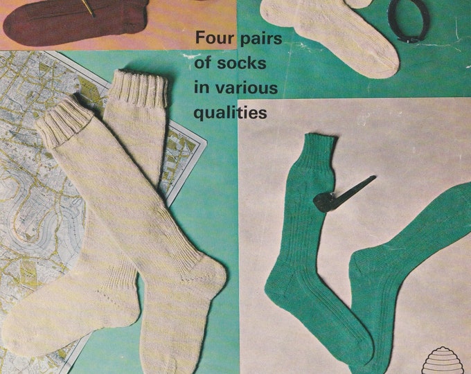 Socks Knitting Pattern PDF, Cable Tops, Fisherman's Wading and 2 Rib Designs, Vintage Knit Patterns, epattern Download