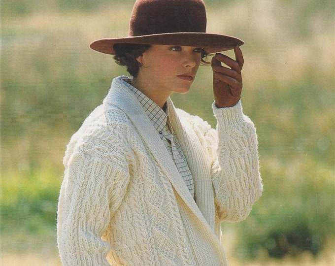 Womens Aran Sweater, Jacket & Skirt Knitting Pattern PDF Ladies 32, 34, 36, 38, 40, 42 inch chest, Vintage Aran Knitting Patterns for Women