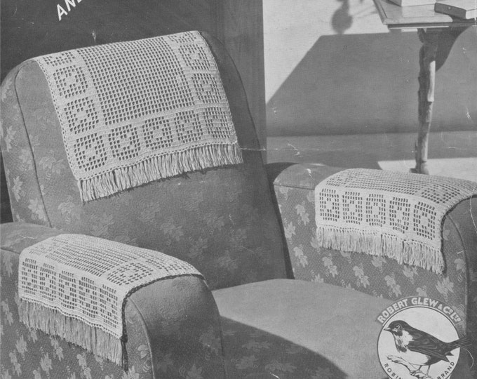 Antimacassars Crochet Pattern PDF Chair and Armrest Furniture Protectors, Headrest Chairback Covers, Vintage Home Crochet Patterns, Download