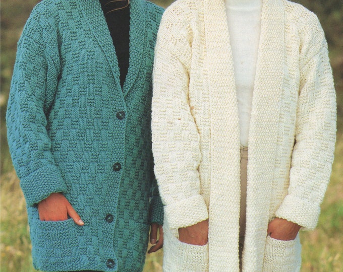 Womens Cardigan Knitting Pattern PDF Ladies 28, 30 - 32, 34 -36, 38- 40 and 42 - 44 inch bust, Chunky Yarn, Button or Edge to Edge Design