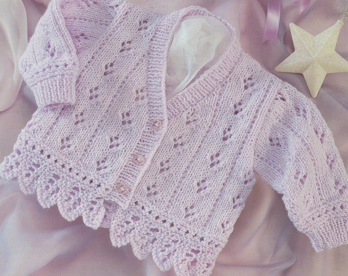 Baby Girls Cardigan and Bonnet Knitting Pattern PDF Babies Toddlers 16, 18, 20, 22, 24 & 26 inch chest, Vintage Knitting Patterns for Babys