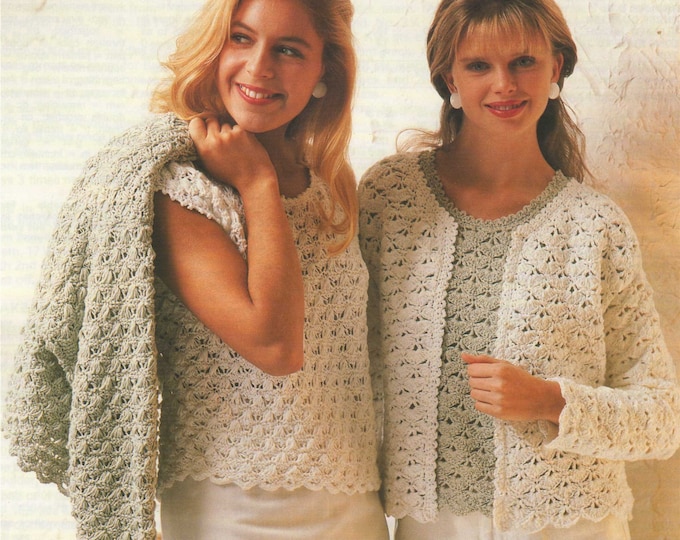 Womens Jacket and Top Knitting and Crochet Pattern PDF Ladies 30 - 32, 34 - 36, 38 - 40 and 42 - 44 inch bust, Vintage Patterns for Women