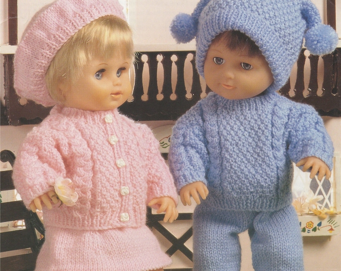 Dolls Clothes Knitting Pattern PDF 12 - 14, 15 - 18 and 19 - 22 inch high Dolly, Vintage Knitting Patterns for your Doll, e-pattern Download