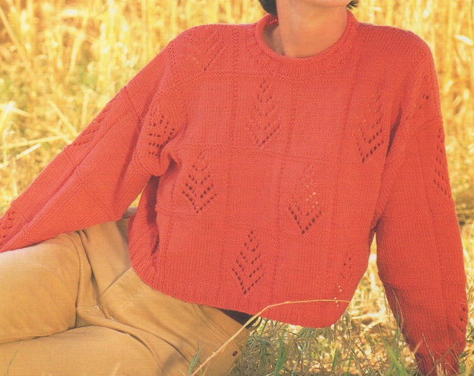 Womens Sweater Knitting Pattern PDF Ladies 32 - 34, 34 - 36, 36 -  38 and 38 - 40 inch chest, Short Jumper, Patterned, e-pattern Download