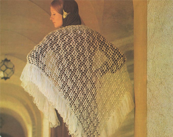 Womens Shawl Crochet Pattern PDF Ladies Wrap, Vintage Crochet Patterns for Women, Instant Digital Download