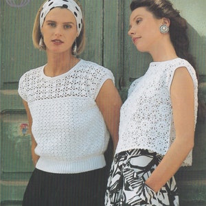 Womens Top Crochet Pattern PDF in 2 Designs Ladies 30, 32, 34, 36, 38, 40 inch bust, Sleeveless Summer Crochet Top, Vintage Crochet Patterns